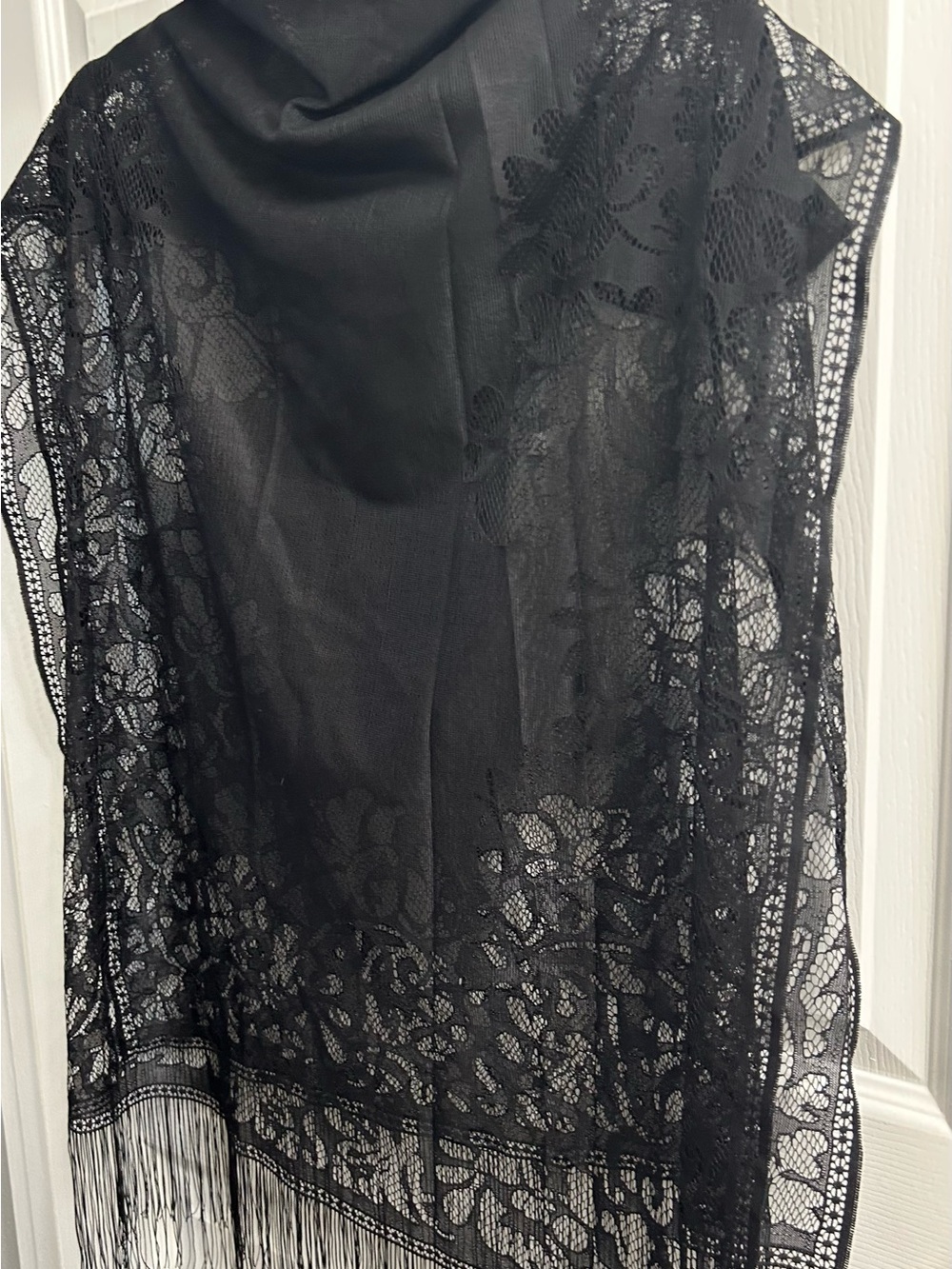 Black Lace Fringe Women's Top